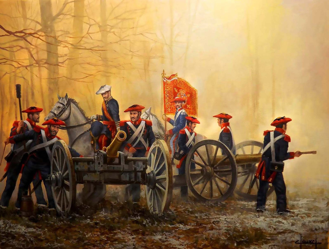 Carlista Ferrer Clauzel,El general Tomas de Zumalacarregui en compañía de la artillería carlista. Jo
