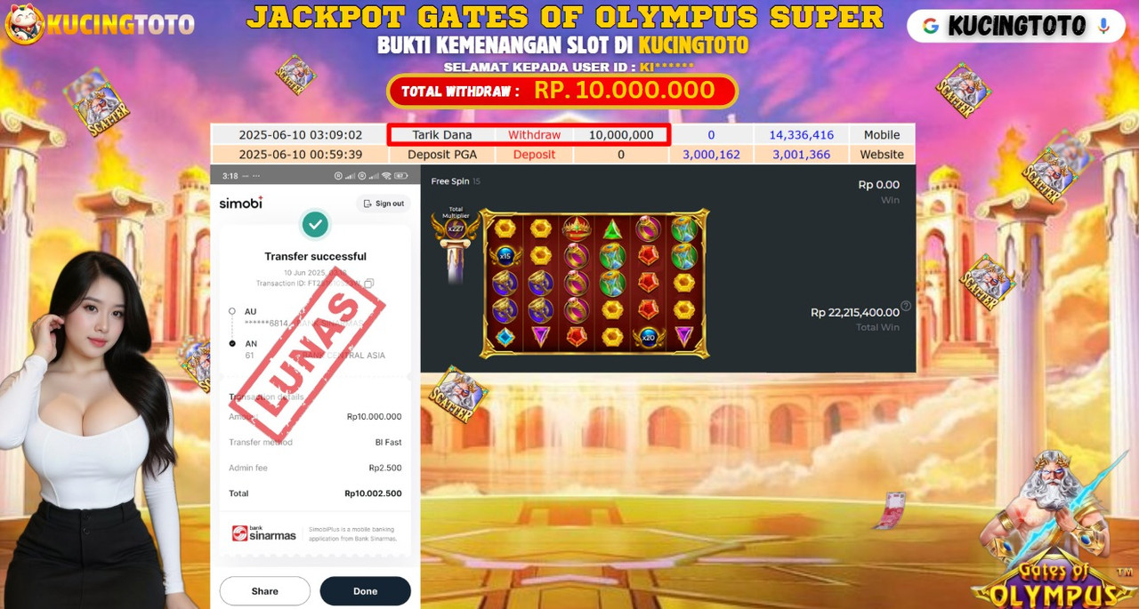 KUCINGTOTO JACKPOT SLOT GATES OF OLYMPUS SUPER RP.10.000.000.,- LUNAS