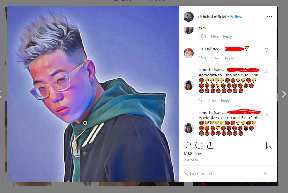Komentar yang mengumpat RichChoi