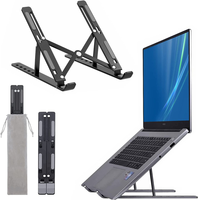 Supporto per pc portatile a sbalzo, laptop stand, oggetto di design in legno