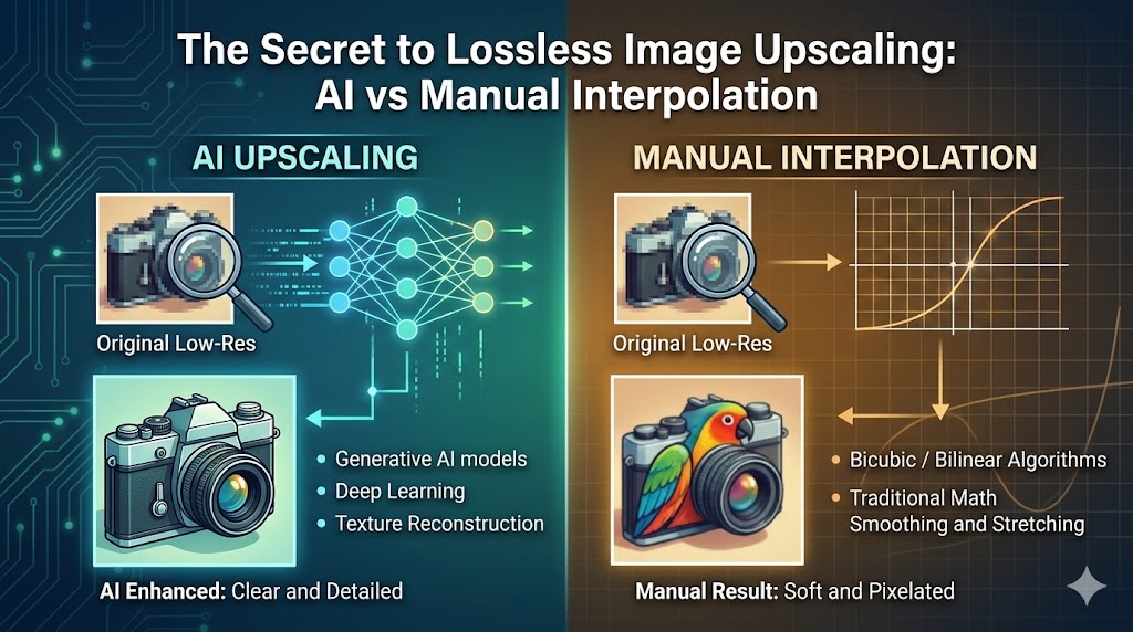 The Secret to Lossless Image Upscaling: AI vs Manual Interpolation