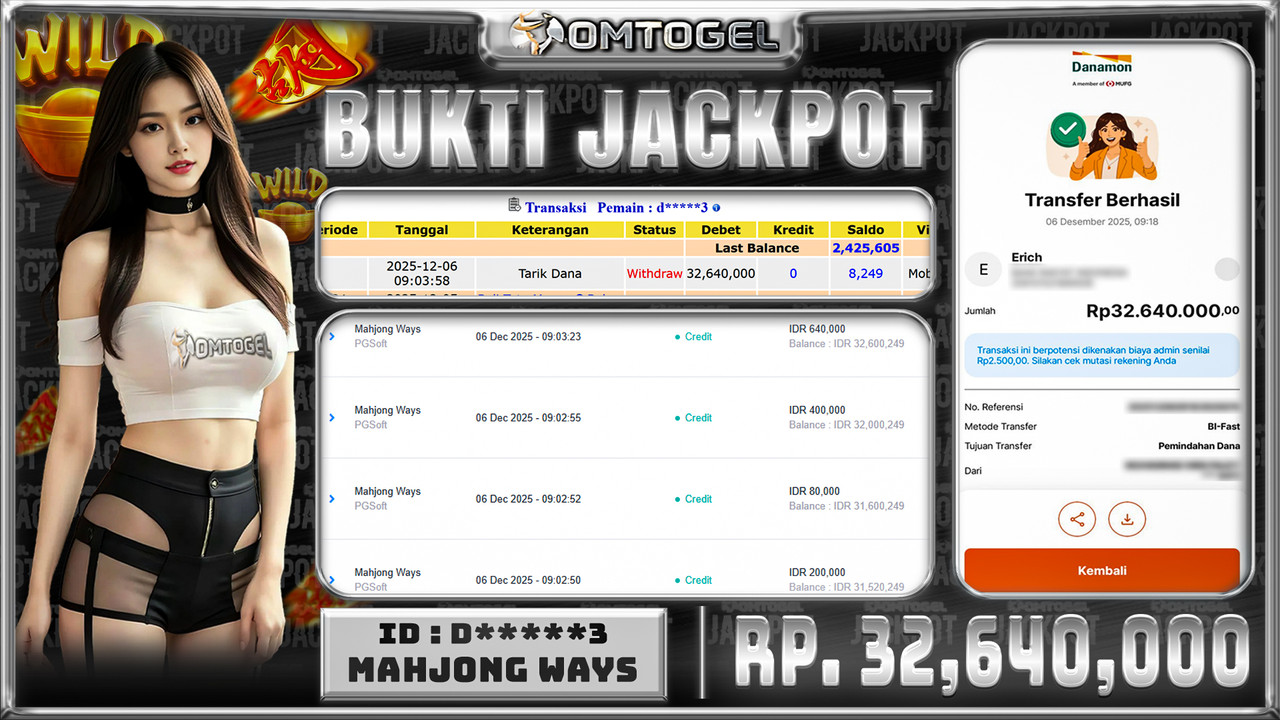 OMTOGEL JACKPOT PGSOFT MAHJONG WAYS  ,32 JUTA DI BAYAR LUNAS ,-