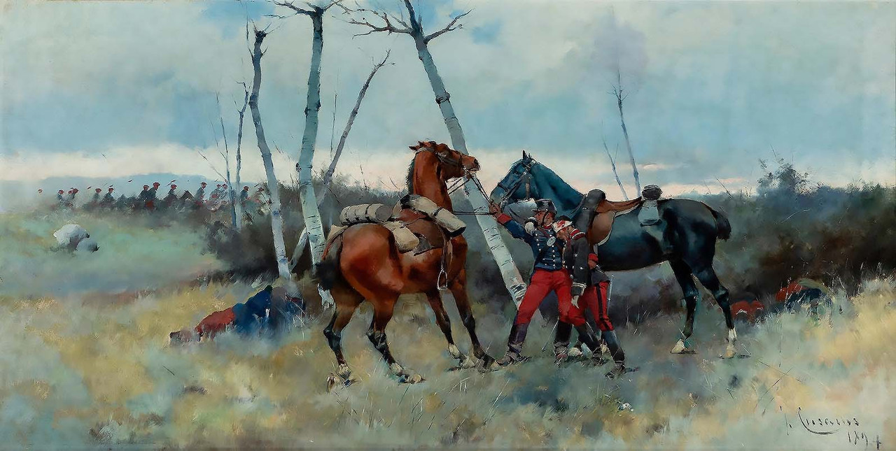 Carlista,escena militar,Jose Cusachs y Cusachs