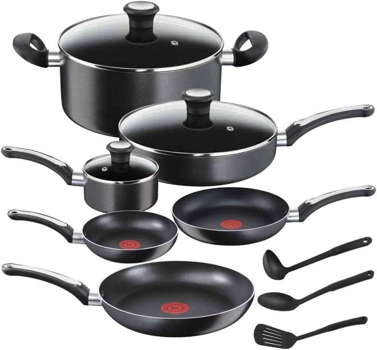 Amazon: T-fal Batería de Cocina de 12 Piezas con Thermo Spot New Platinum Negra con Antiadherente Easy Care