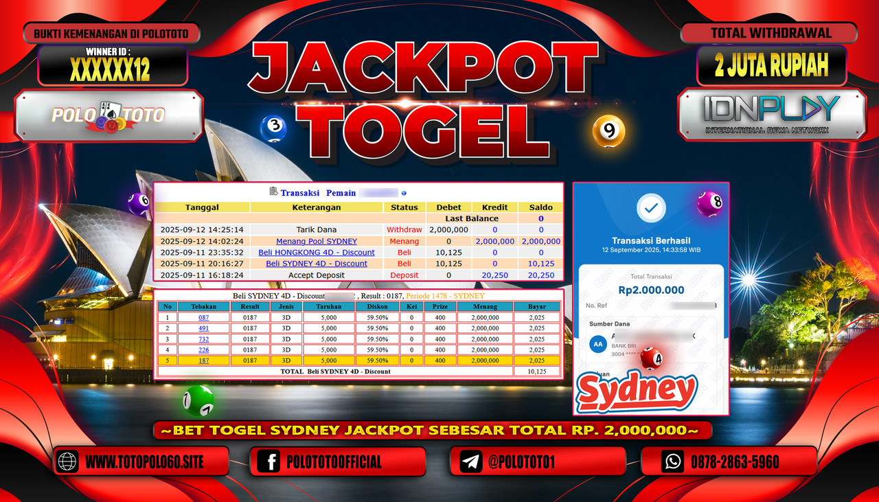 POLOTOTO JACKPOT TOGEL POOL SYDNEY Rp.2.000.000,-LUNAS