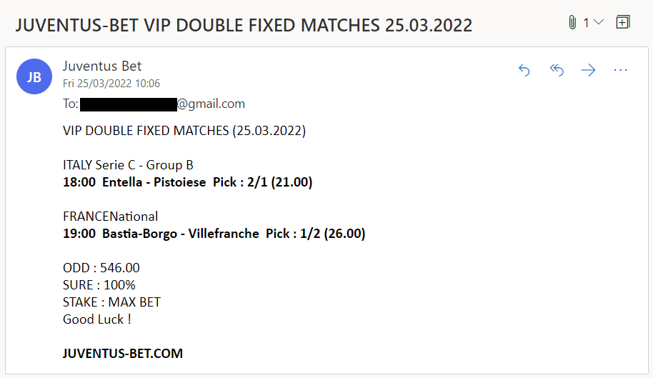 JUVENTUS-BET  VIP DOUBLE FIXED MATCHES 25.03.2022