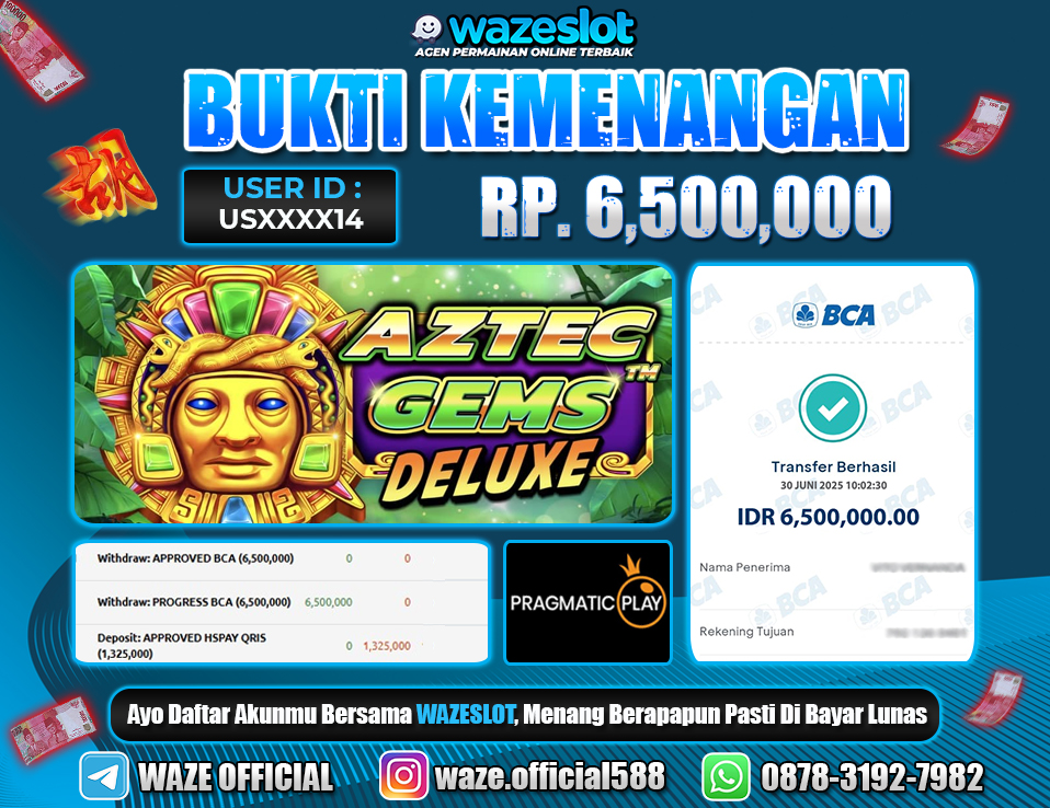 BUKTI KEMENANGAN 30 JUNI 2025 DI GAME AZTEC GEMS