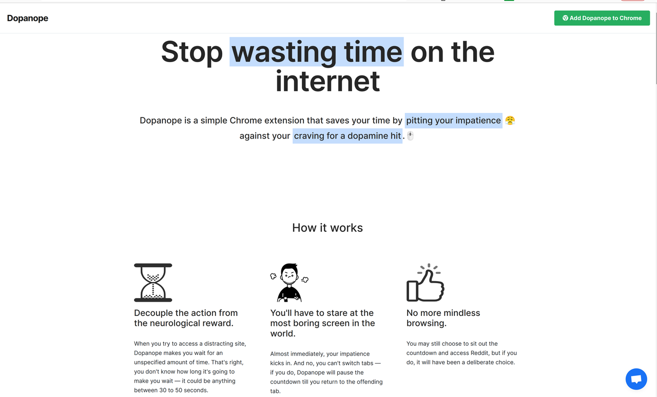 The Dopanope landing page