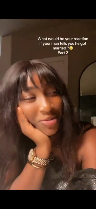 woman showed a nonchalant reaction when her man told her he gotten married