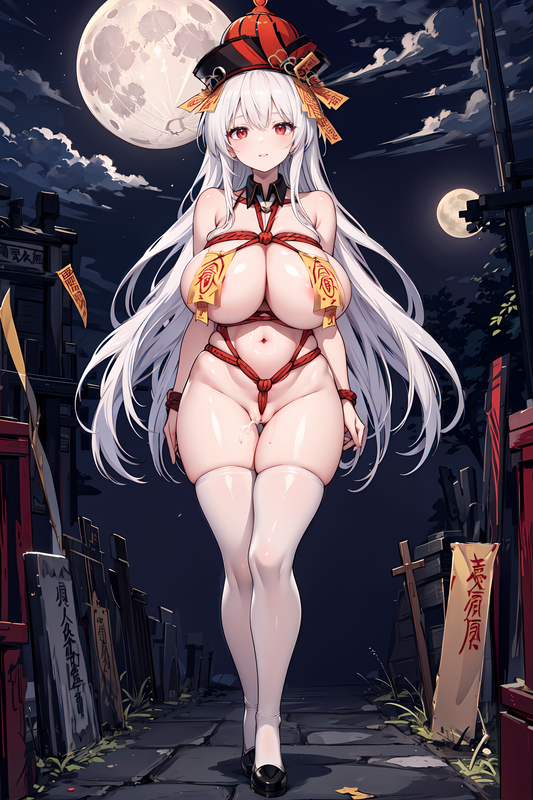 05075-2318060373-1girl,mature female,solo,huge breasts,sagging breasts,_jiangshi, no bra, cleavage, 