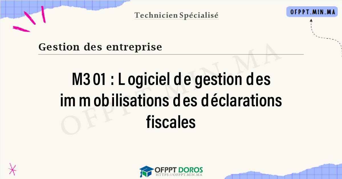 Sommaire détaillé du cours Logiciel de gestion des immobilisations des déclarations fiscales M301 OFPPT - Structure du module