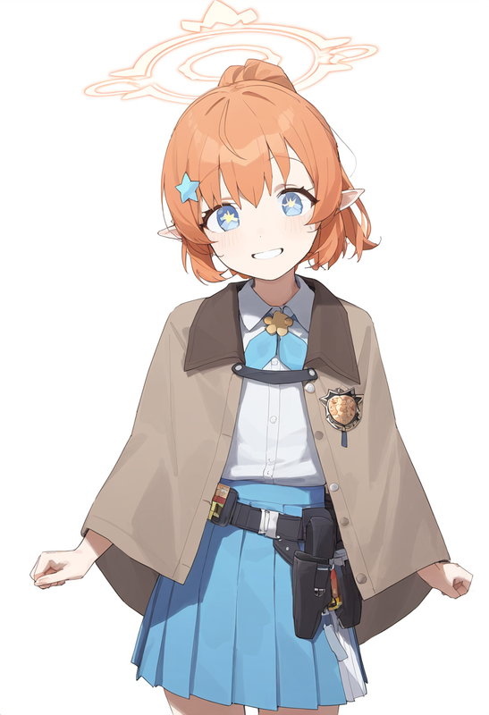 1girl, younger, blue archive, healthyman, orange hair, short hair, short ponytai s-3508262584