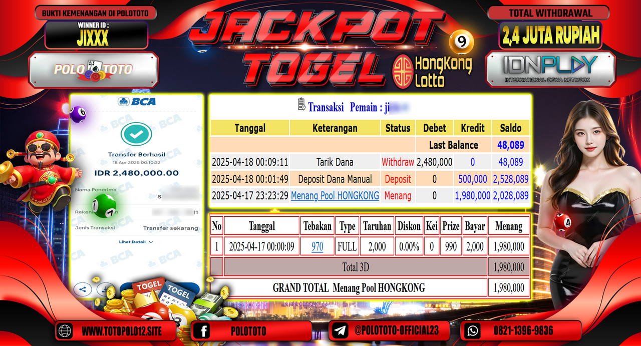 POLOTOTO JACKPOT TOGEL POOL HONGKONG Rp.2.480.000,-