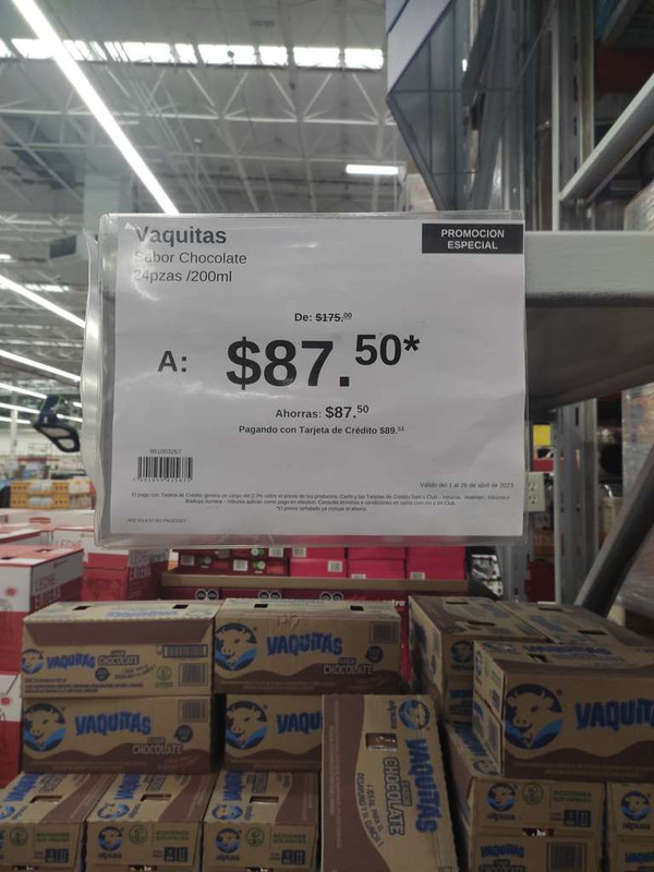 Vaquitas sabor chocolate 24/200ml Sam's Club Villahermosa carrizal 
