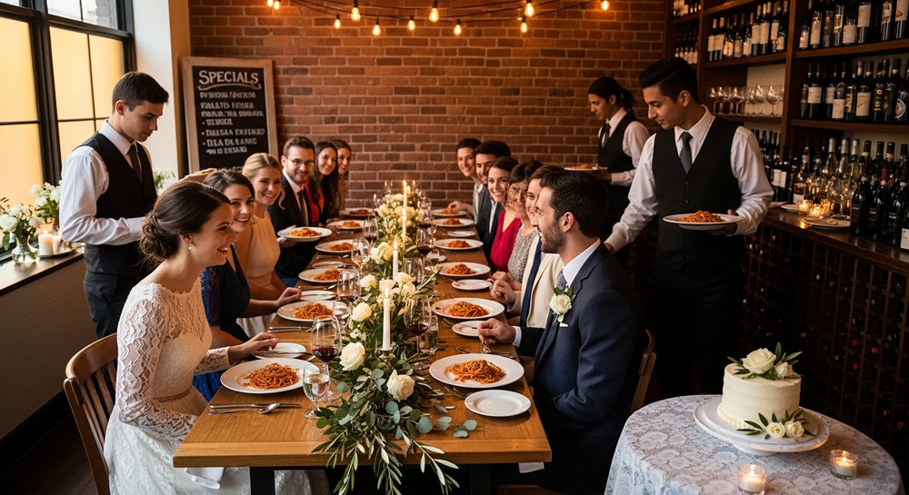 Маленькая свадьба в городском ресторане