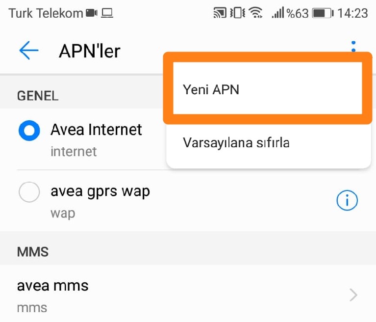 yeni apn ekle