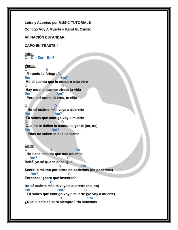 Contigo Voy A Muerte Karol G Camilo Letra y Acordes by MUSICTUTORIALS page  0001 — Postimages