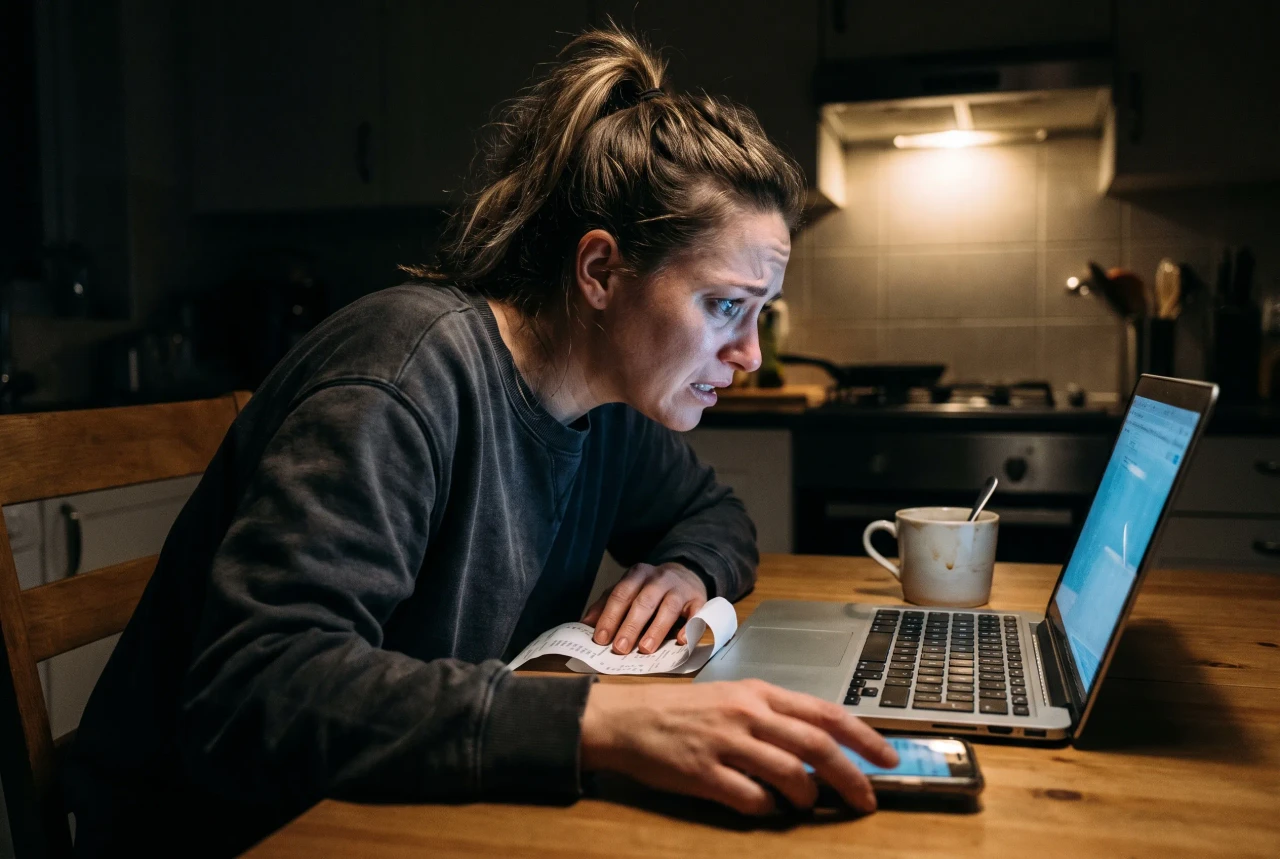 Mother alone in kitchen — the realization