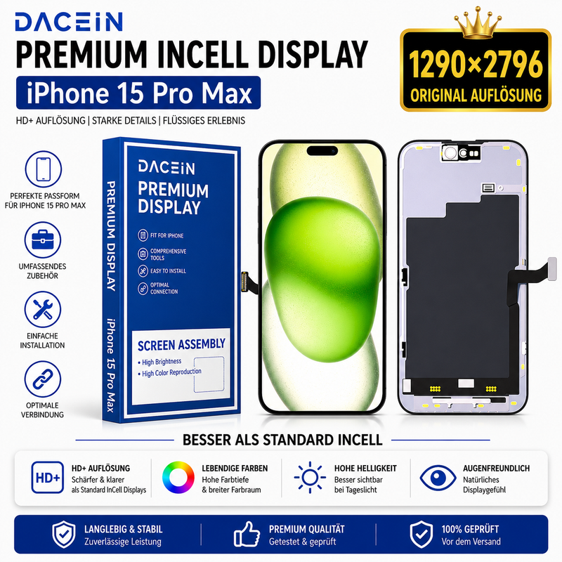 DACEIN iPhone 15 Pro Max LTPS 120HZ FHD In-Cell Display Produktbild 1