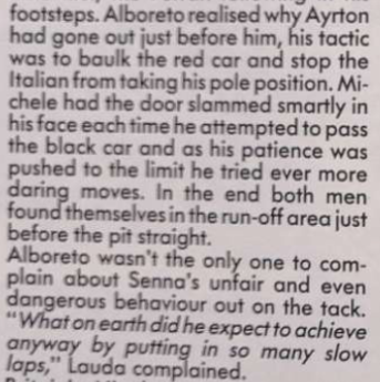 Senna Qualifying Blocking Monaco 1985 (Grand Prix International Issue 93)