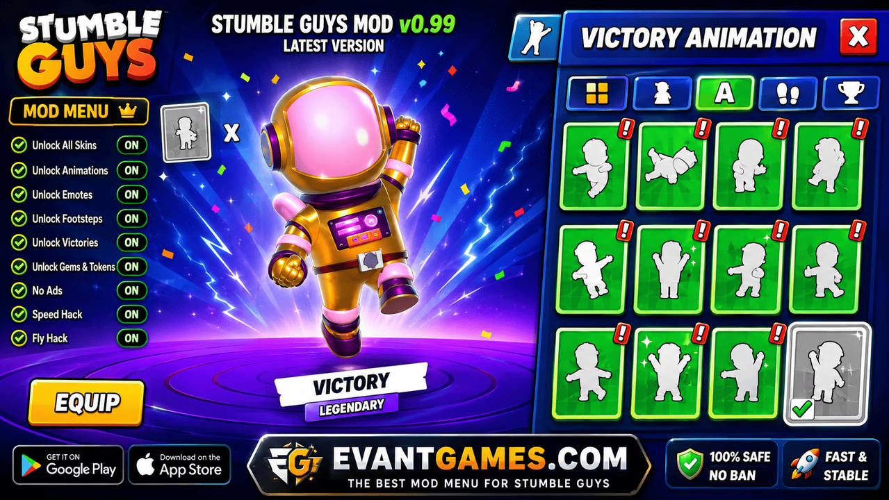Stumble Guys MOD APK 2026 mod menu screenshot