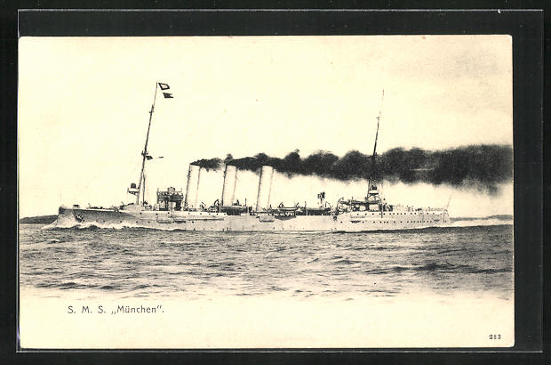 AK Kriegsschiffe S. M. S. München in voller Fahrt