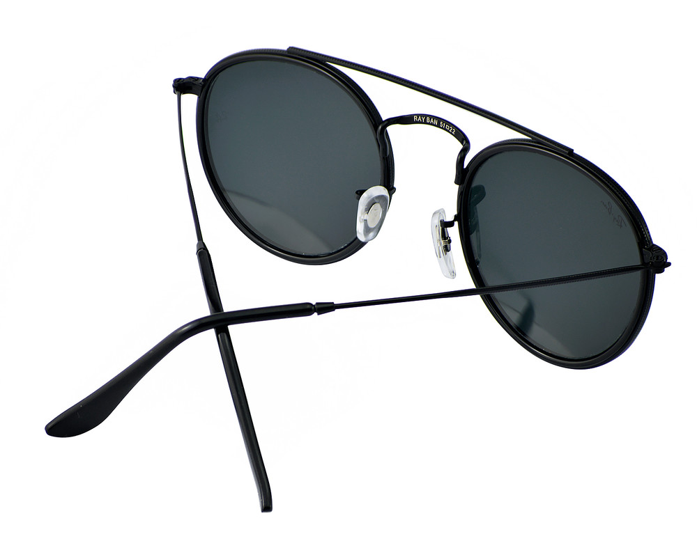 ROUND DOUBLE BRIDGE Sunglasses in Black and Blue/Grey - RB3647N