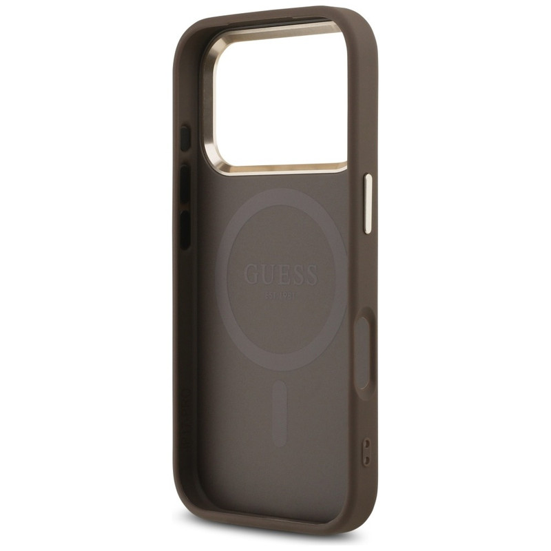 Husa pentru iPhone 18 Pro / iPhone 17 Pro Guess Hardcase 4G Triangle Logo MagSafe, Incarcare wireless, Calitate premium, Maro imageye 3283159