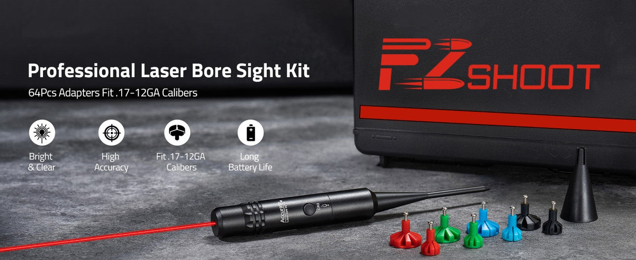 EZSHOOT laser bore sight kit with multiple adapters for firearm setup
