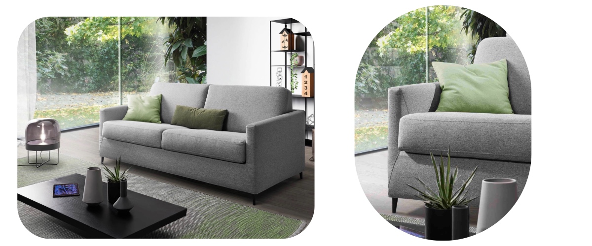 Canapé convertible Téo 170 cm gris salon parisien — design monobloc compact Rapido® — Déco Éléments