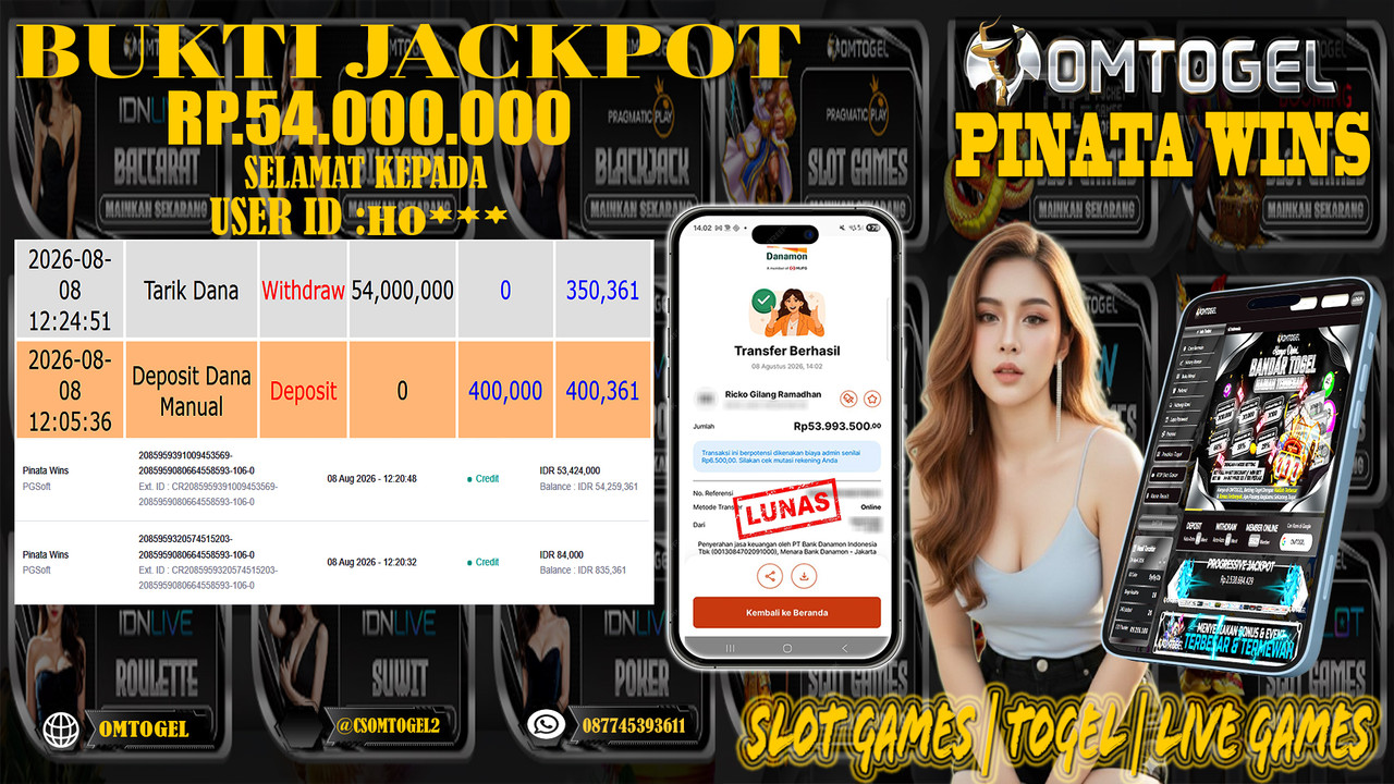 OMTOGEL JACKPOT PG SOFT PINATAWINS  Rp,54,000,000,- DIBAYAR LUNAS