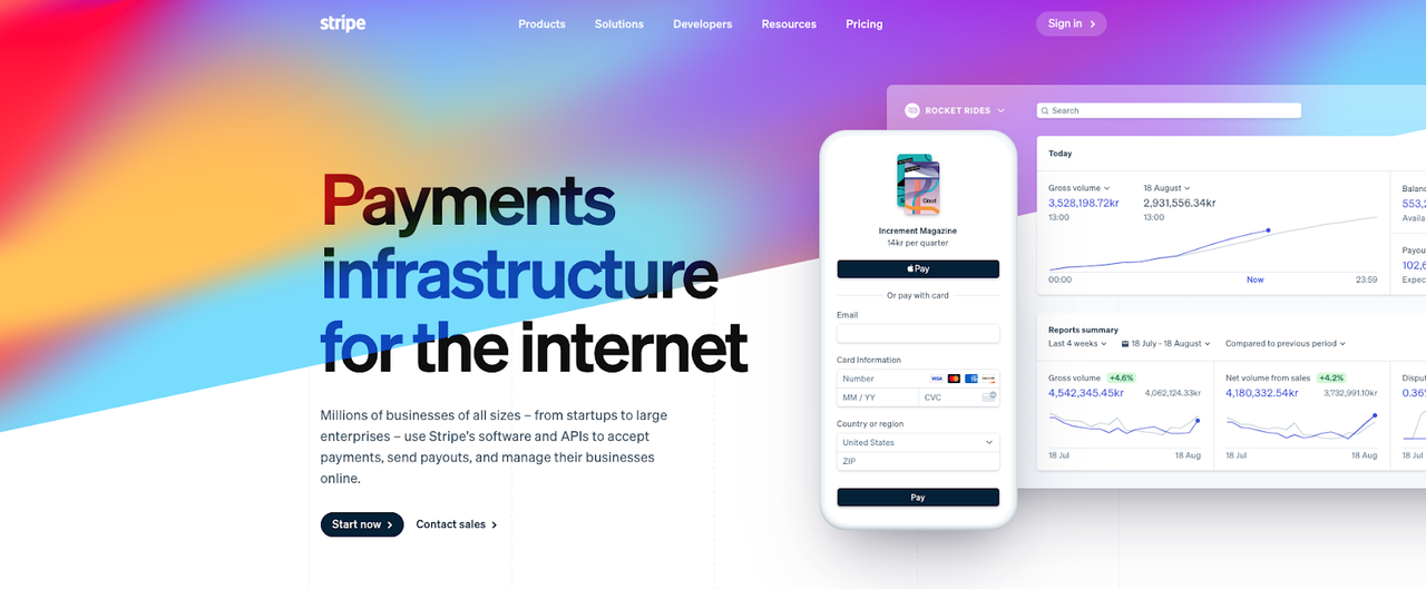 Stripe homepage