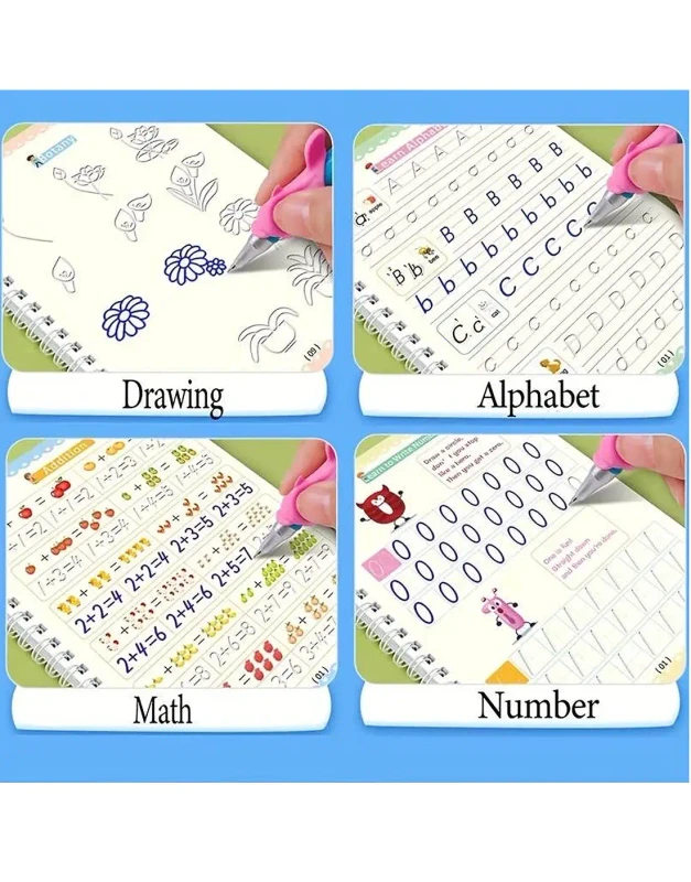 Sank Magic 4 Reusable Copybooks + Pen – 10 Fade Refills, Grooved Pages