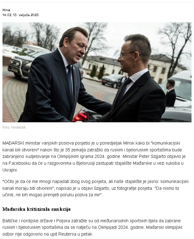 Mađarski šef diplomacije u Bjelorusiji: "Mnogi će me napadati zbog ovoga"  Screenshot-8676