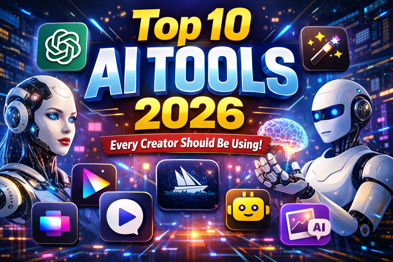 Top 10 AI Tools 2026 — Every Creator Should Be Using