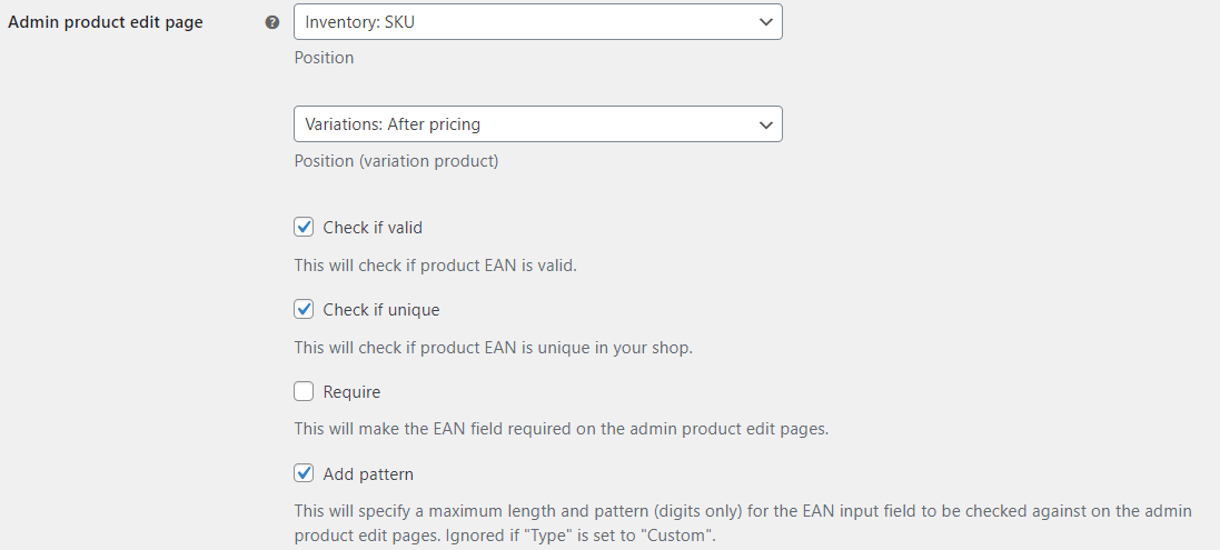 EAN valid and unique