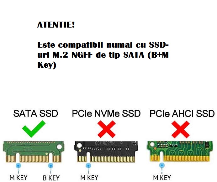 Adaptor convertor SSD M.2 NGFF (de tip SATA) la SATA 3 2.5 inch cu carcasa,  B+M key, negru - eMAG.ro