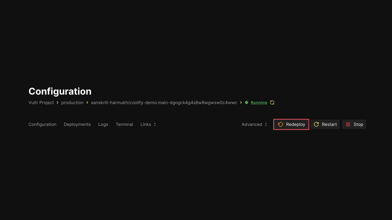 Redeploy Application