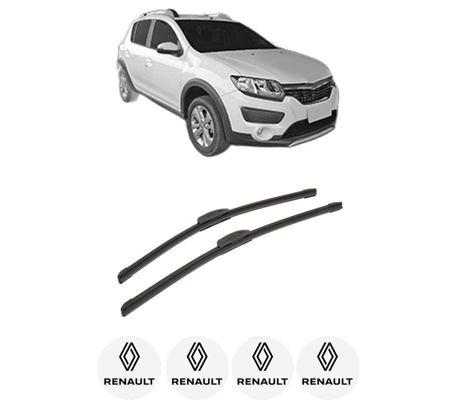 Set stergatoare auto RENAULT SANDERO/STEPWAY II (B8_) din 2013-2019, pentru parbriz auto, 2 bucati, Bosch Aerotwin Retrofit, din cauciuc siliconat rezistent, 4 Stickere Auto RENAULT