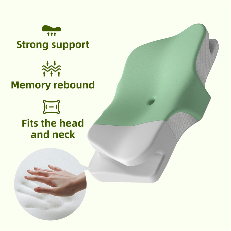 Grey Breathable Butterfly Contoured Memory Foam Pillow - Dual-Height Orthopedic Neck Pillow with 5-Zone Cervical Support