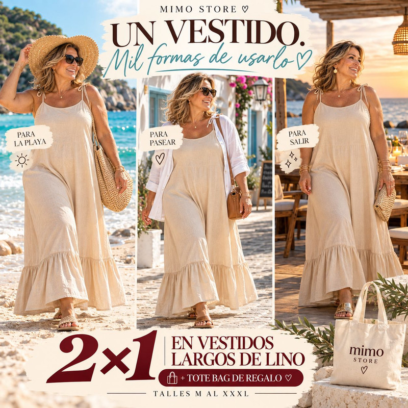Vestido Largo de Lino MIMO detalle