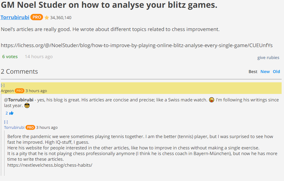 NoelStuder's Blog • How To Improve By Playing Online Blitz