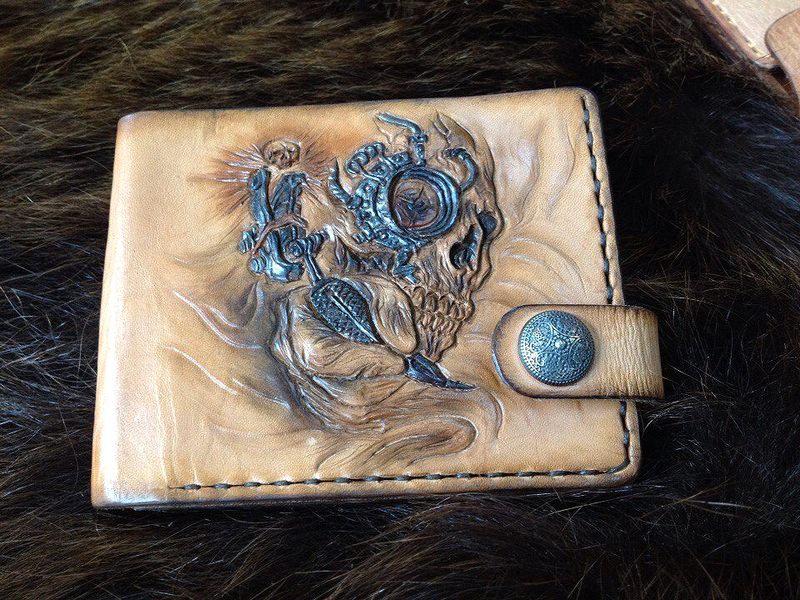 кошелек тату череп техно