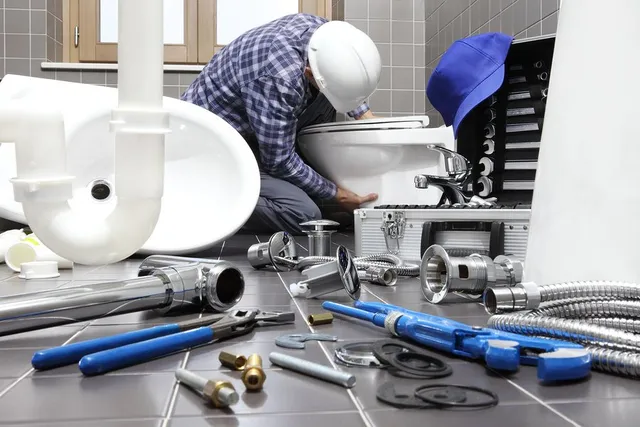 Toilet installation showing cracks requiring replacement Albuquerque