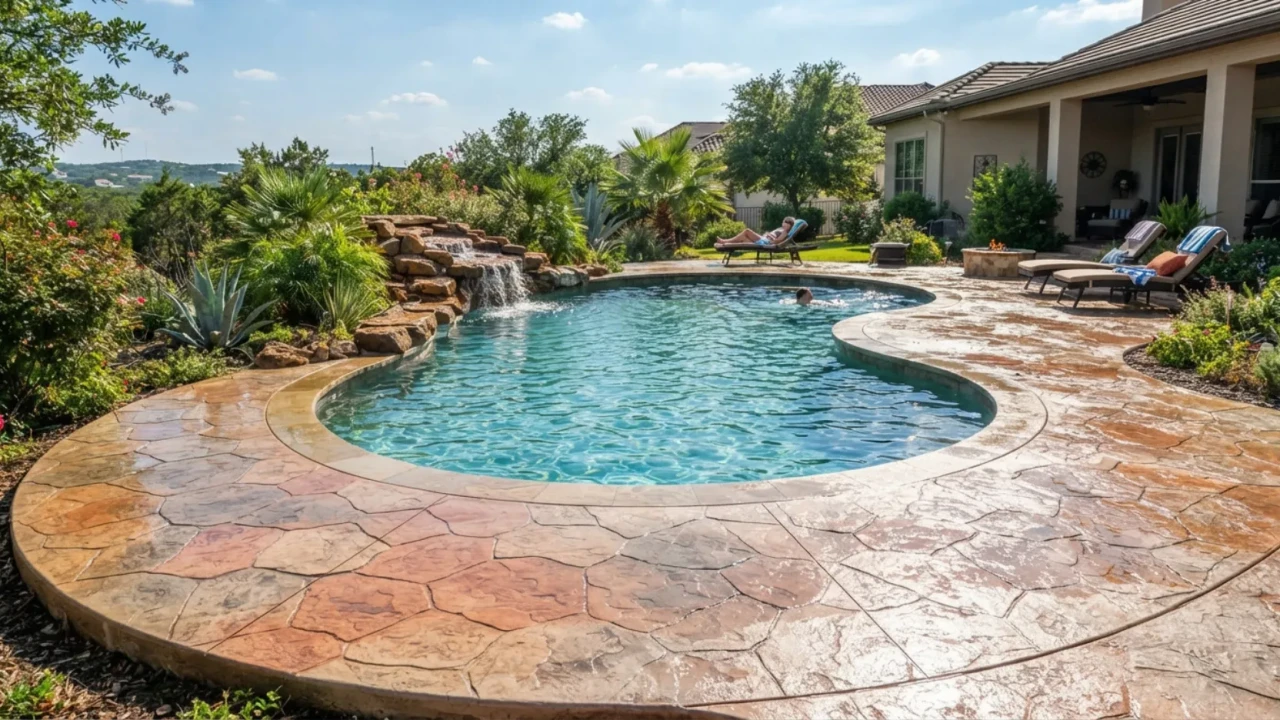 Decorative concrete pool deck San Antonio Texas