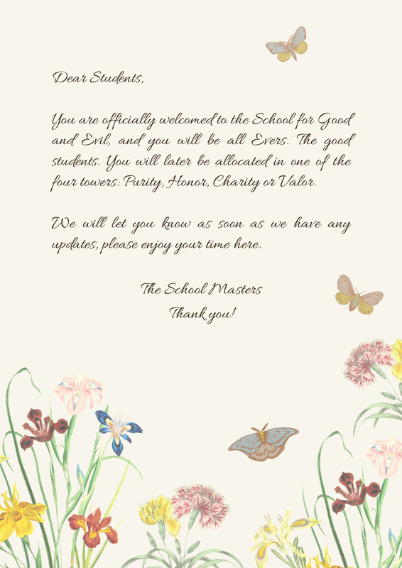 Beige Illustrated Garden Flowers Butterfly Letter