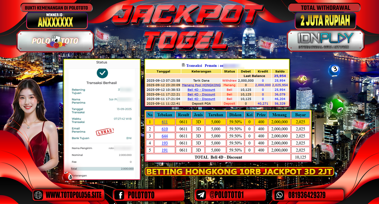 POLOTOTO JACKPOT TOGEL HONGKONG LOTTO Rp.2.000.000,-