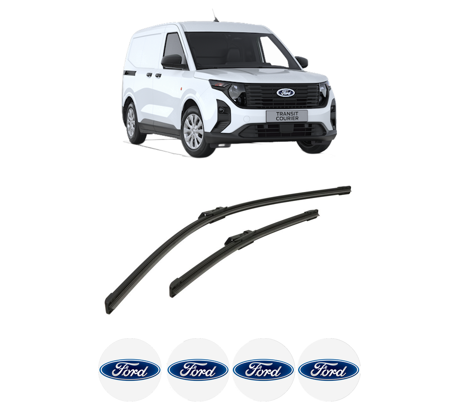 Set stergatoare auto FORD TRANSIT COURIER V769 Box Body/MPV (N3P) din 2023, pentru parbriz auto, 2 bucati, Bosch Aerotwin, din cauciuc siliconat rezistent, 4 Stickere Auto FORD