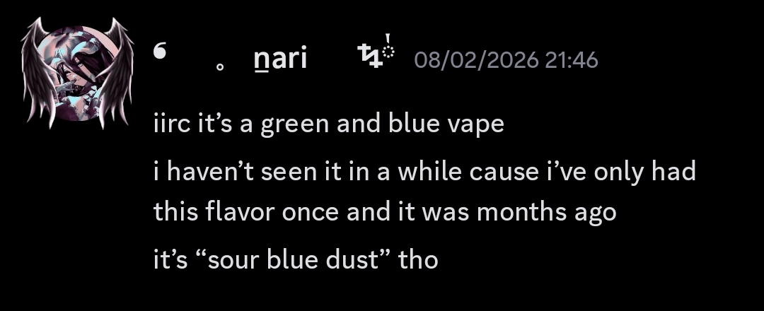 Nari explaining the green and purple vape.