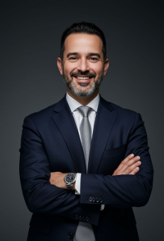 Portrait of Juan Esteban, a theologian and author, smiling.